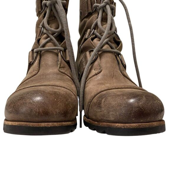 Sorel Joan of Arctic Boot Mid Lace Up Wedge Dark Fog Grey Taupe Women’s 7.5 - Picture 4 of 13